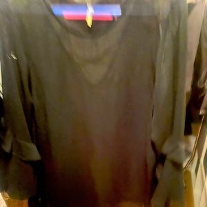Torrid Chiffon Top w/3/4 ruffled sleeved & crisscross back detail.